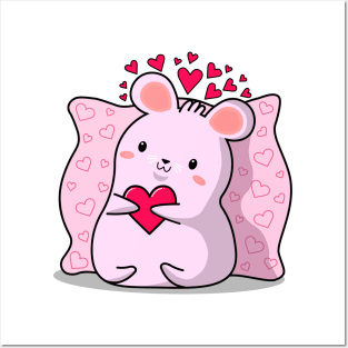 kawaii style, lovers mice, Valentine's day, cute kawaii mice. Posters and Art